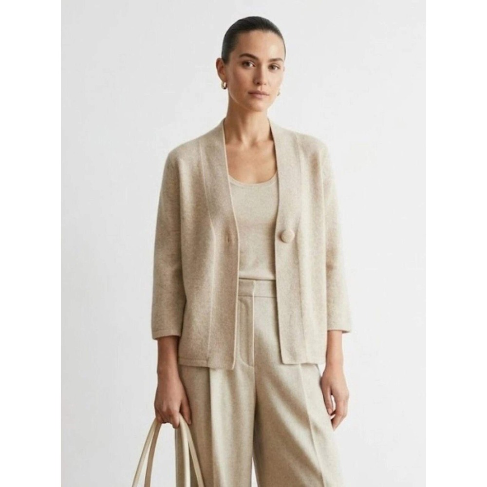 Tweeds Vtg Womens Cardigan Sz M Cream Lambs Wool Angora Rabbit Hair Button